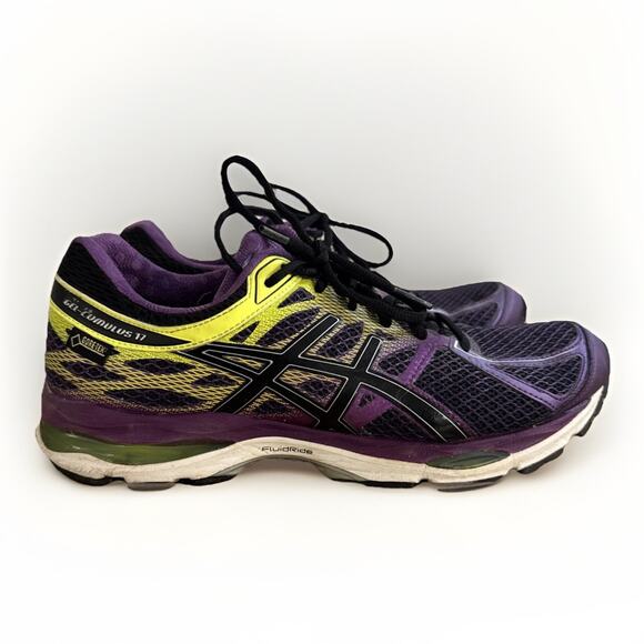Women's Size 9.5 ASICS Gel Cumulus 17 US Runners Shoes Purple Yellow - Picture 1 of 10